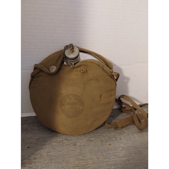 Vintage Boy Scouts Of America Canteen NATIONAL COUNCIL Metal With Stamped Logo - Picture 1 of 5